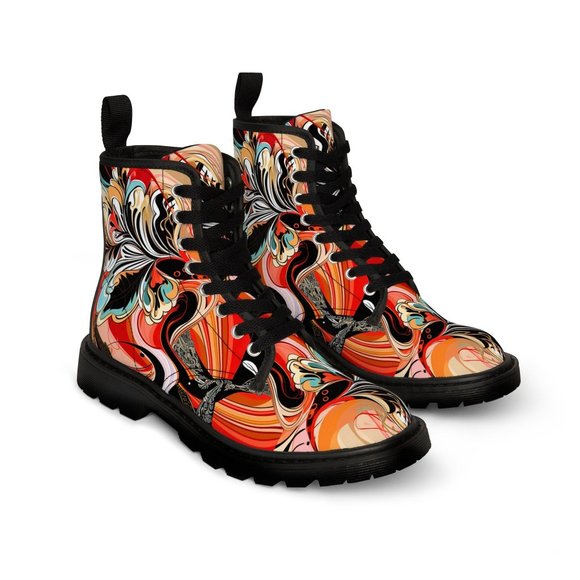Luxury Stylish,  Men's Canvas Boots, Classy Mod Art Deco Outfit Footwear - Picture 1 of 9